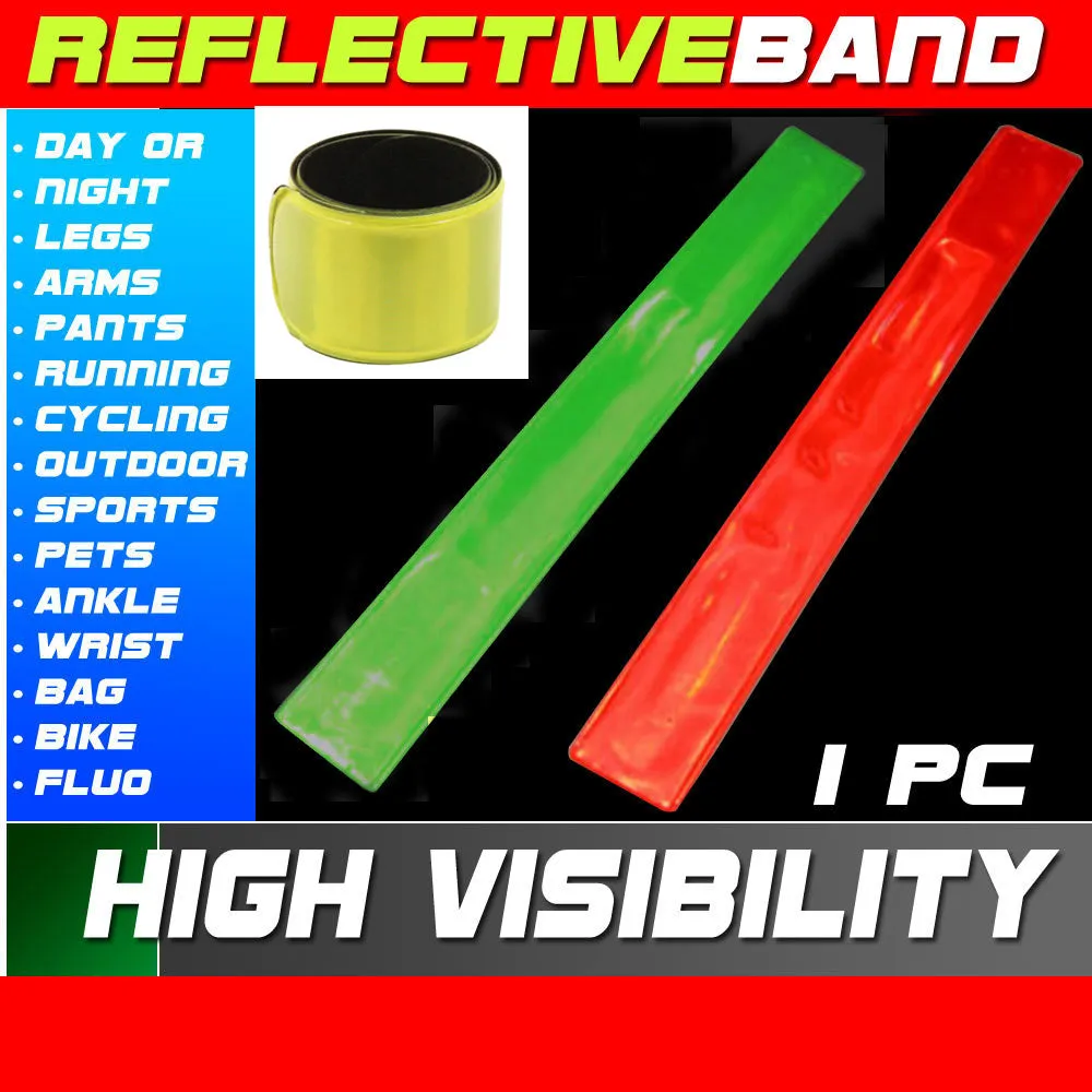 1 High Visibility Reflective Wrist Band Safety Arm Night Biking Traffic Running