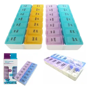 2 Pack Am Pm 7 Day Pill Box Organizer Medicine Tablet Daily Vitamin Case Holder