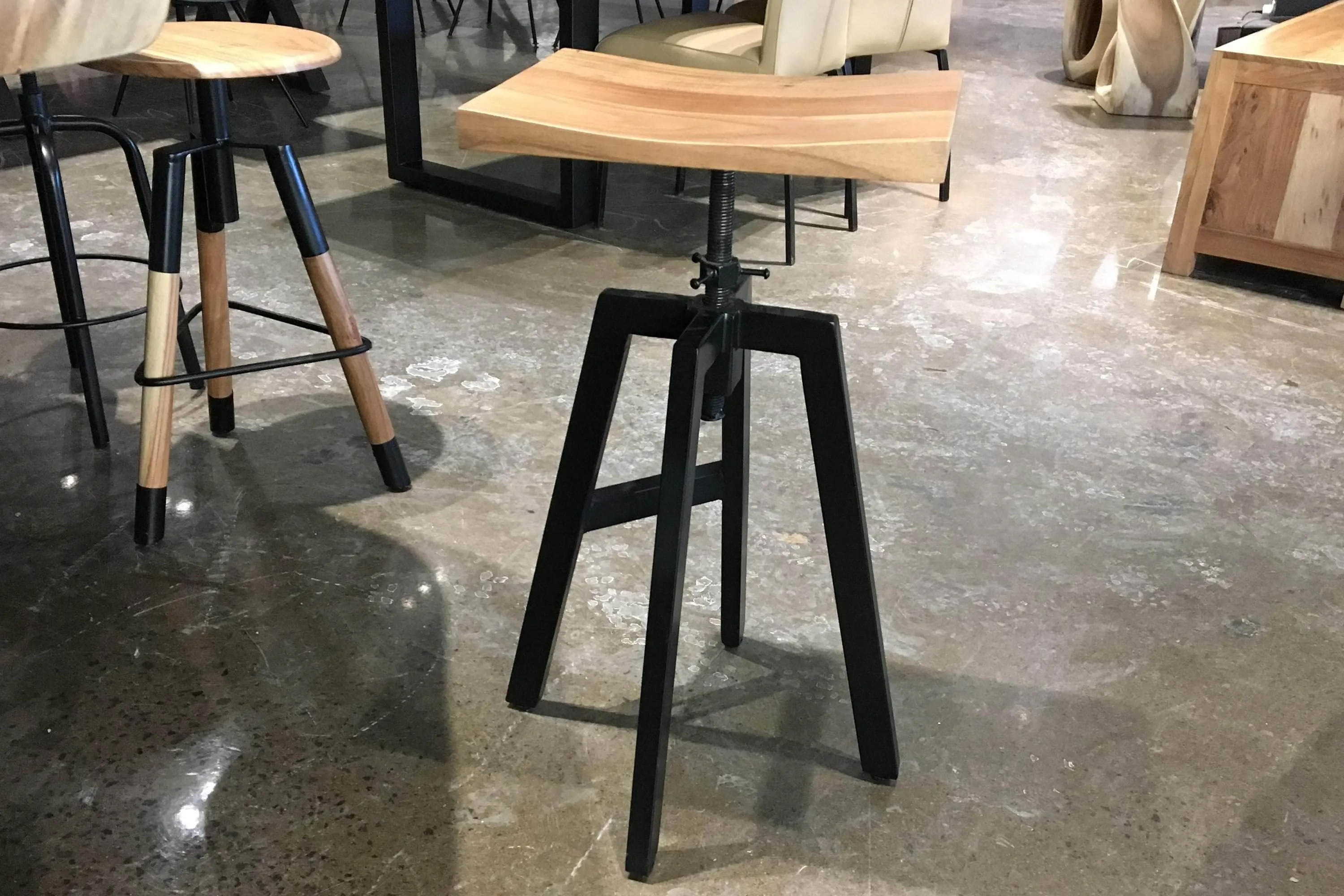 Adjustable Height Wood Dining Stool - Available with 2 Wood Types