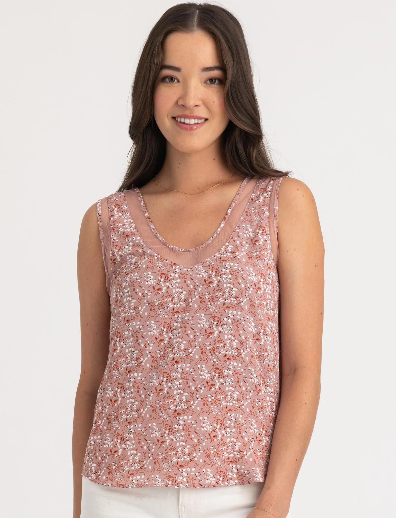 April-Mesh Trim Cami