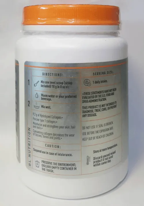 B-Collagen Dietary Supplement Hydrolyzed Collagen Powder 10.6 oz