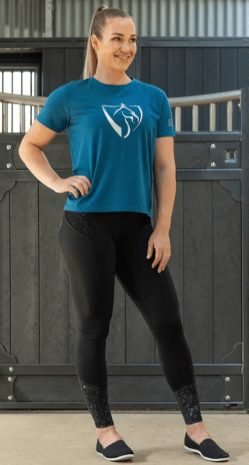 Bare Equestrian Womens Black Galaxy Tights