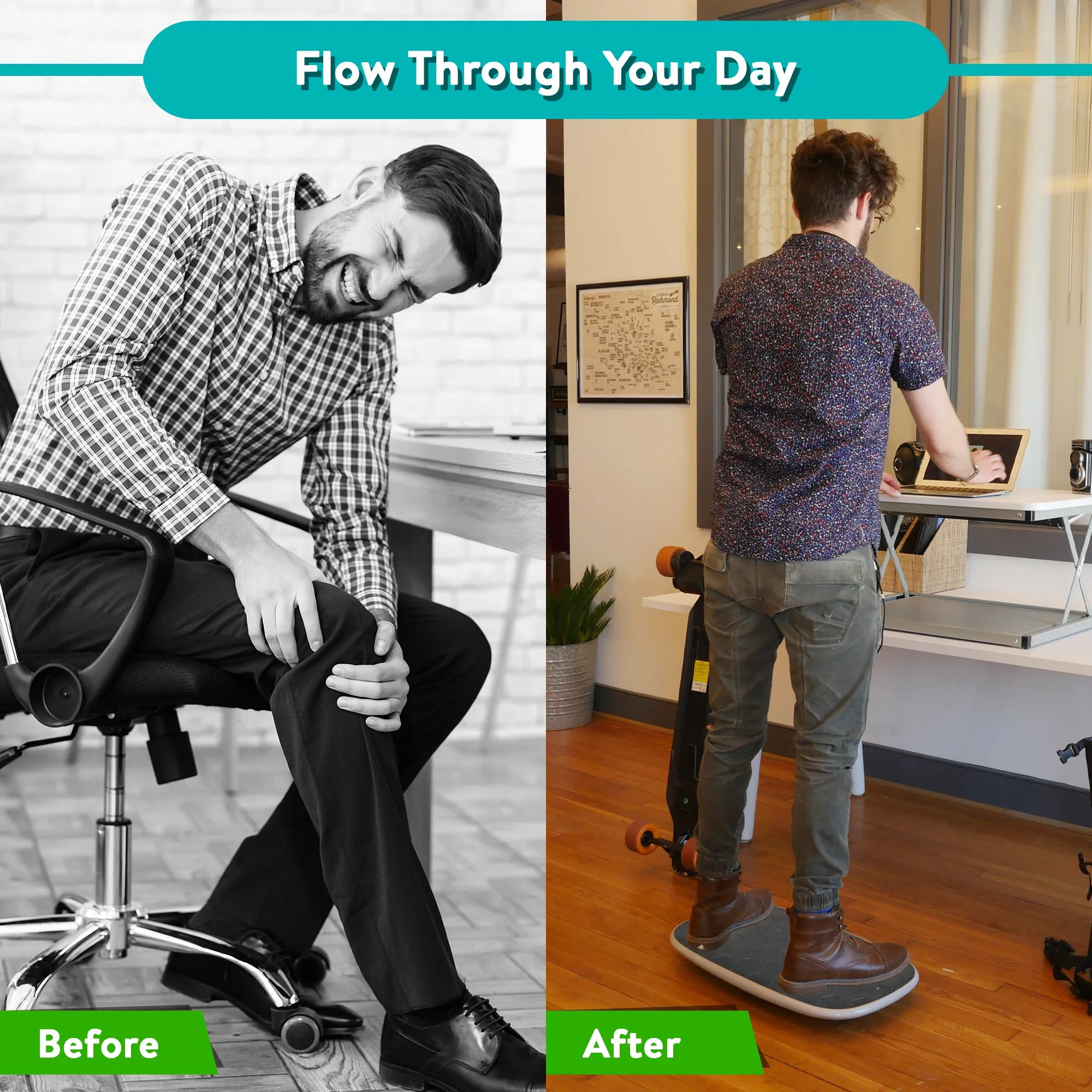 BASE Standing Desk Balance Board   Anti-Fatigue Mat