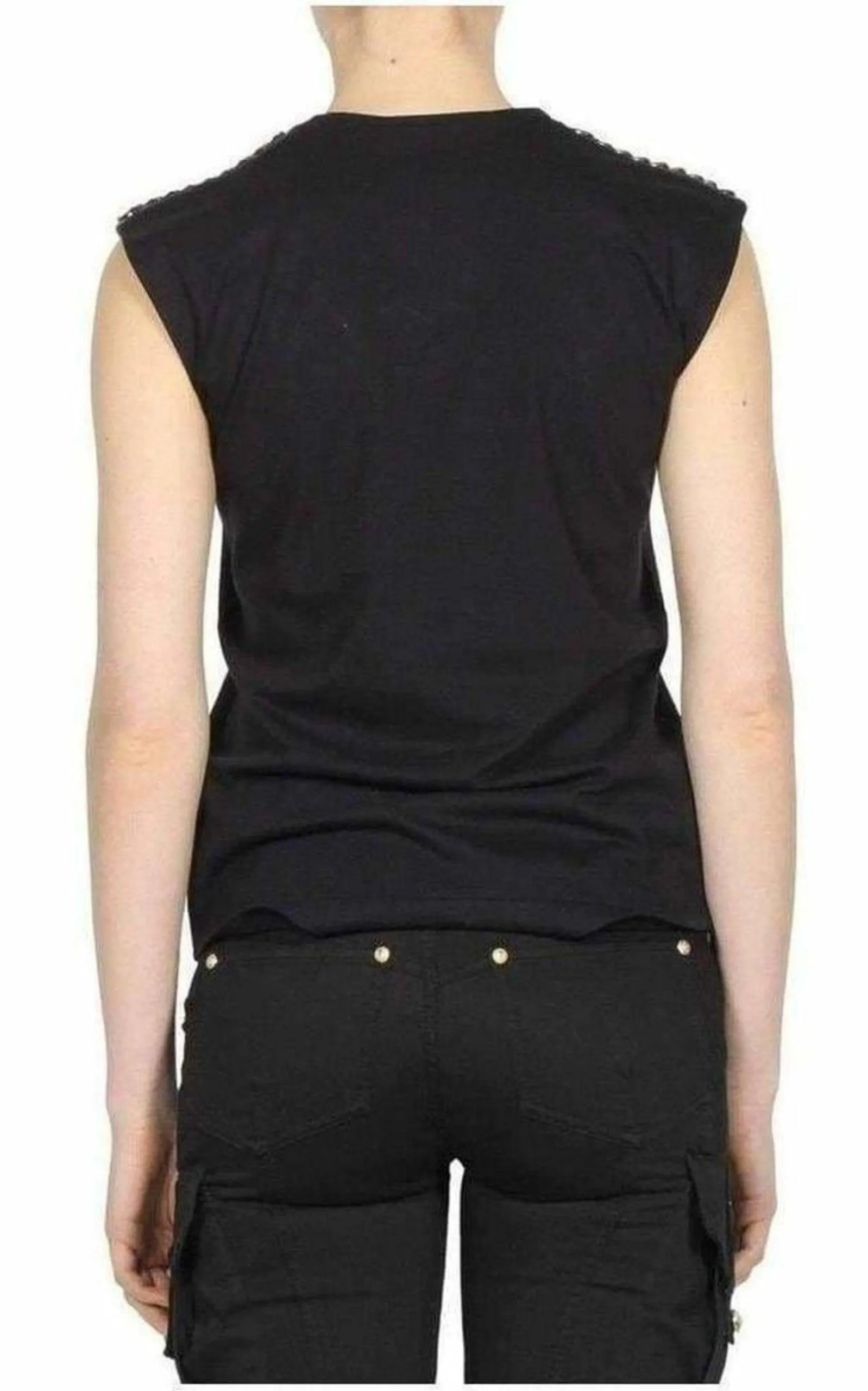 Black & Gold Chain Trimmed Tank Top