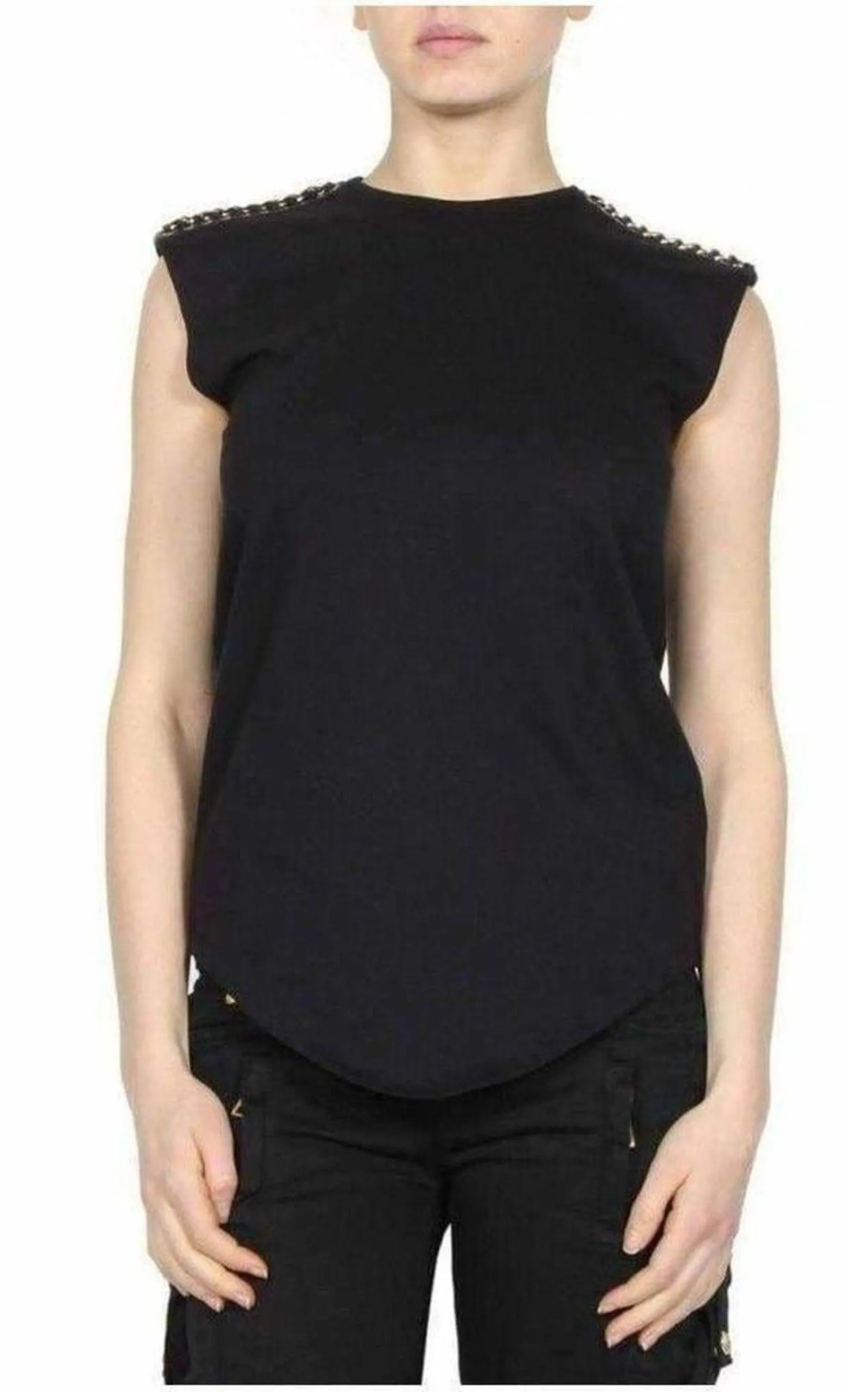 Black & Gold Chain Trimmed Tank Top