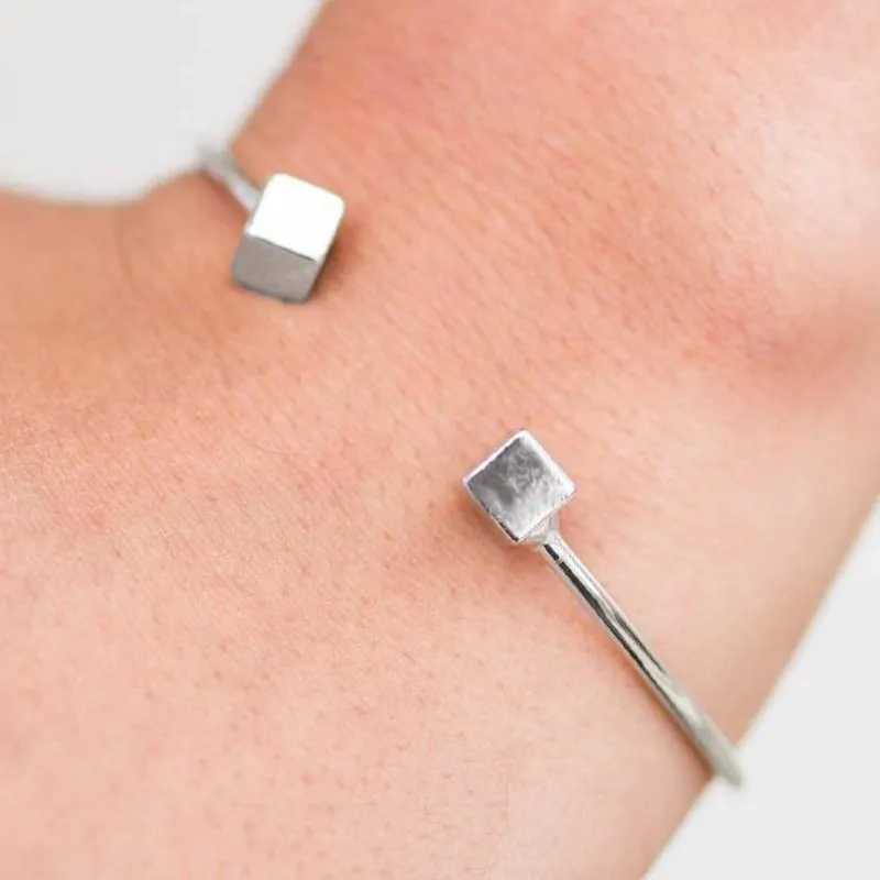 Block Party Silver Skinny Cuff Bracelet