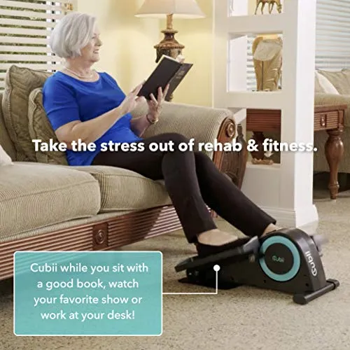 Cubii JR1 Seated Under Desk Elliptical Machine for Home Workout, Mini Elliptical, Desk Bike Pedal Exerciser, Whisper Quiet, Under Desk Pedal Exerciser w/Adjustable Resistance & LCD Display - Aqua