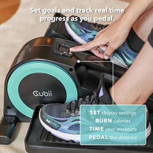 Cubii JR1 Seated Under Desk Elliptical Machine for Home Workout, Mini Elliptical, Desk Bike Pedal Exerciser, Whisper Quiet, Under Desk Pedal Exerciser w/Adjustable Resistance & LCD Display - Aqua