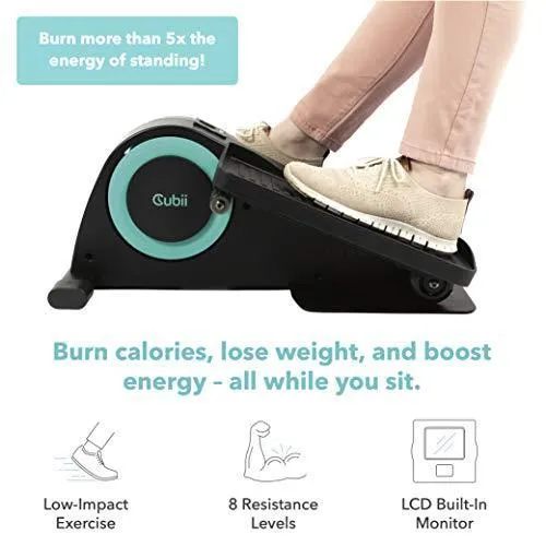 Cubii JR1 Seated Under Desk Elliptical Machine for Home Workout, Mini Elliptical, Desk Bike Pedal Exerciser, Whisper Quiet, Under Desk Pedal Exerciser w/Adjustable Resistance & LCD Display - Aqua