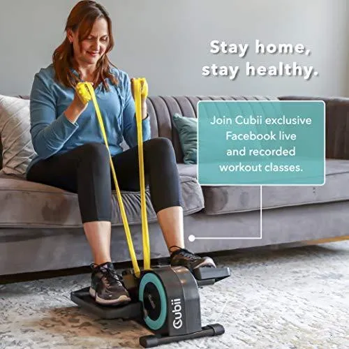 Cubii JR1 Seated Under Desk Elliptical Machine for Home Workout, Mini Elliptical, Desk Bike Pedal Exerciser, Whisper Quiet, Under Desk Pedal Exerciser w/Adjustable Resistance & LCD Display - Aqua