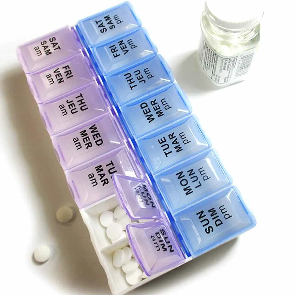 Daily Pill Box AM PM Organizer Case Medicine Storage Vitamin Tablet  Holder New