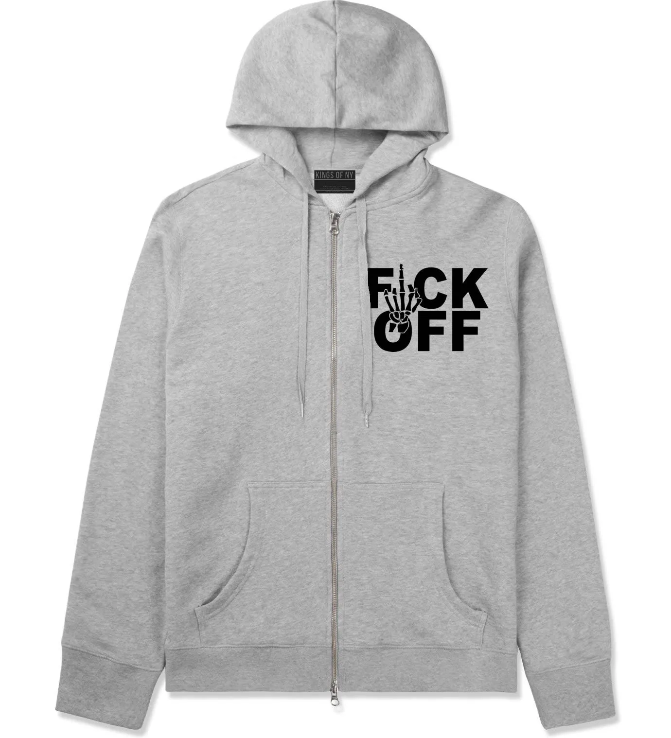 FCK OFF Skeleton Hand Zip Up Hoodie Hoody