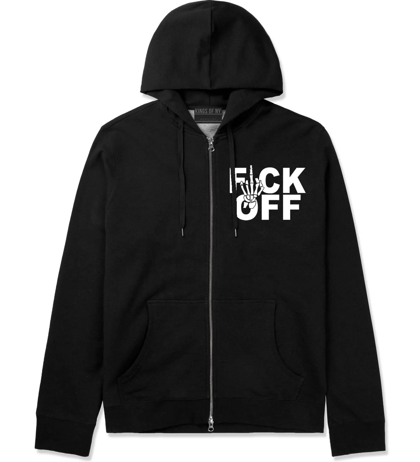 FCK OFF Skeleton Hand Zip Up Hoodie Hoody