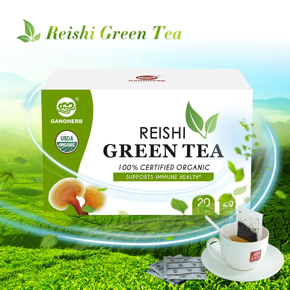 Free Sample Premium High Quality Wholesale 100% Organic reishi Mushroom lingzhi Extract Green Tea Bag Ganoderma Tea