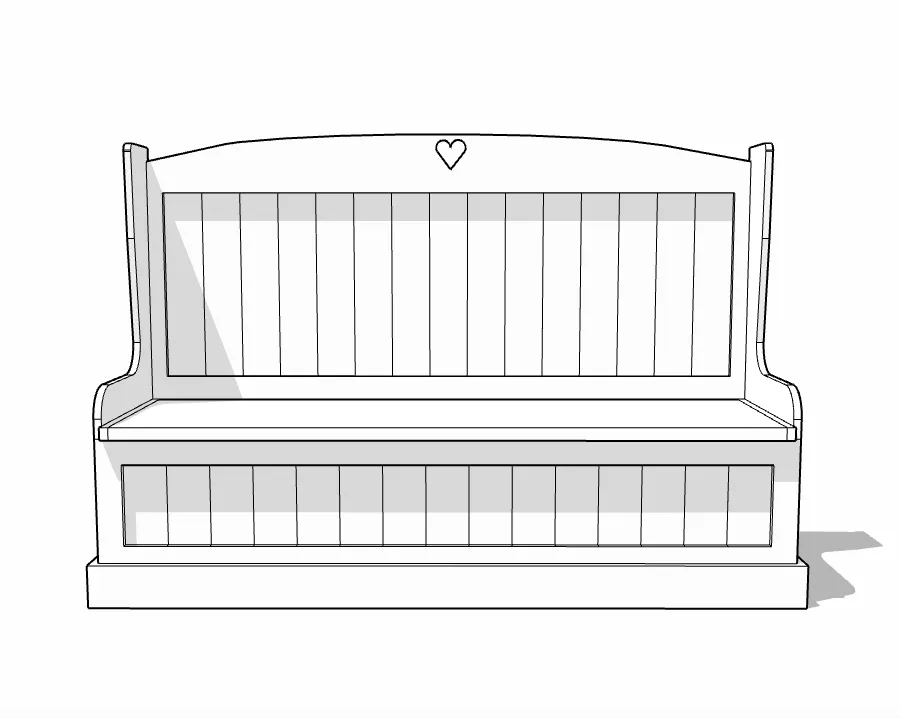Hallway Monks Bench with Heart or Star Cutout