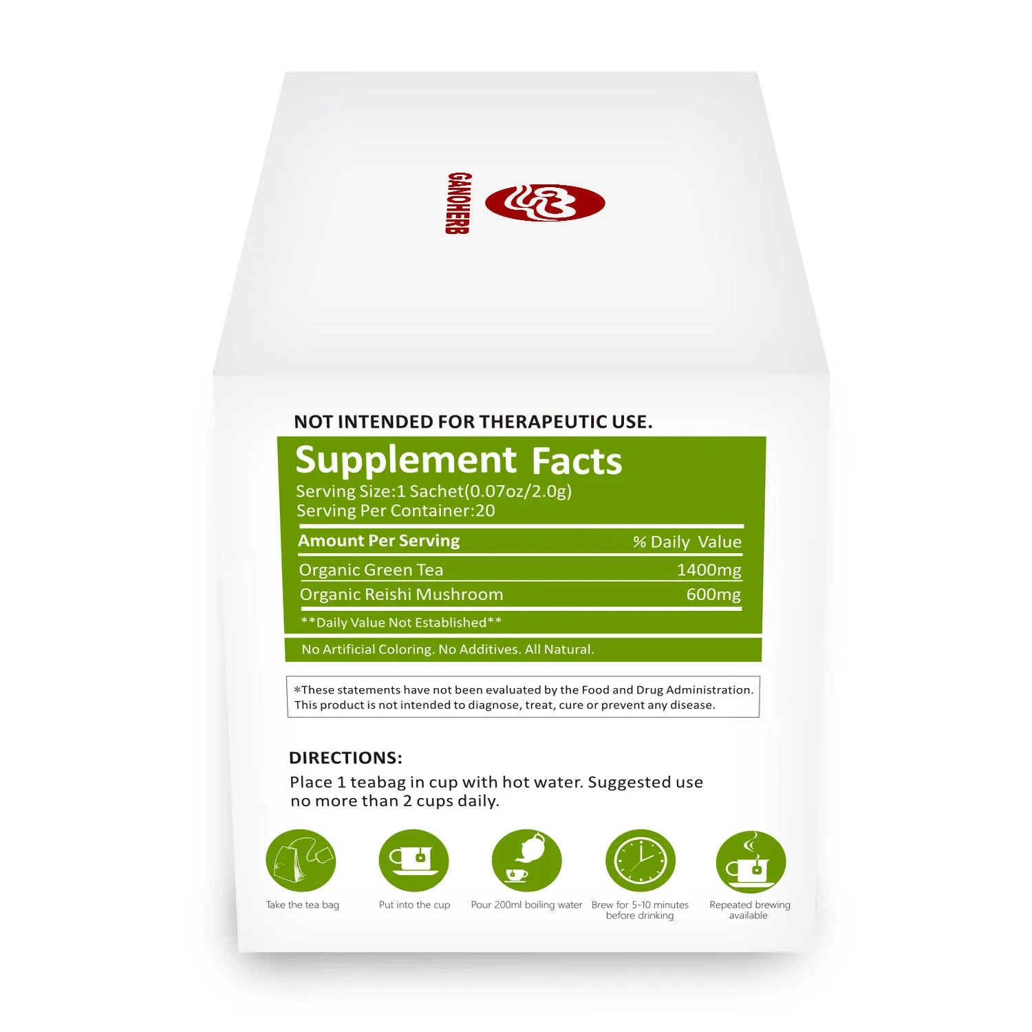 mmunity Boosters – 100% Organic Reishi Mushroom Lingzhi Extract Green Tea