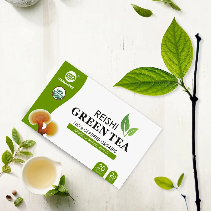 mmunity Boosters – 100% Organic Reishi Mushroom Lingzhi Extract Green Tea