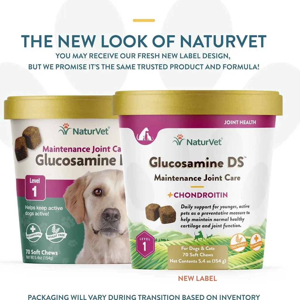 NaturVet Glucosamine DS Level 1 Soft Chews with Chondroitin for Dogs & Cats, 70 count