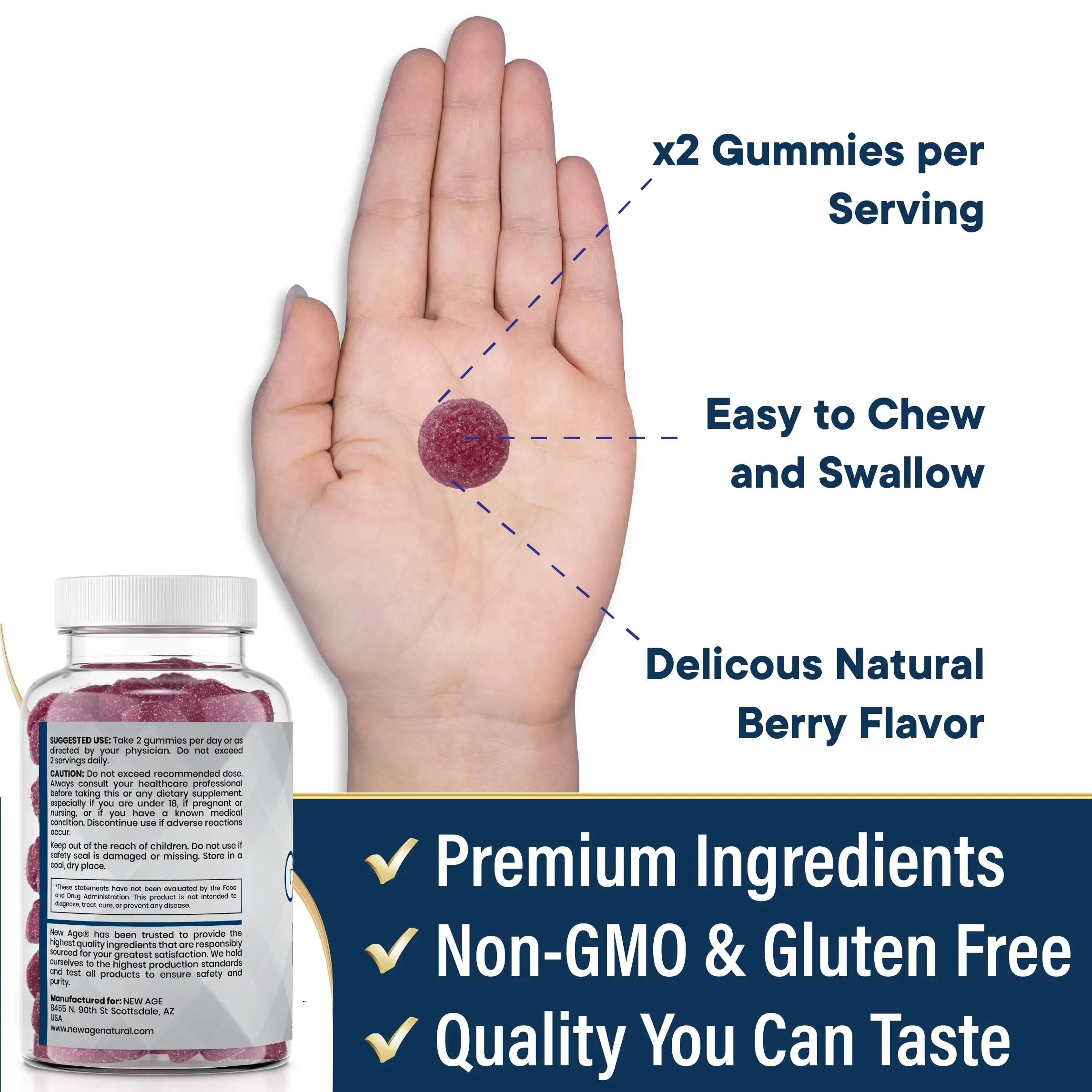 NEW AGE Zinc Gummies - 2 Pack - 50mg High Immune Booster Zinc Supplement, Immune Defense, Powerful Natural Antioxidant, Non-GMO - by New Age, 120 Count