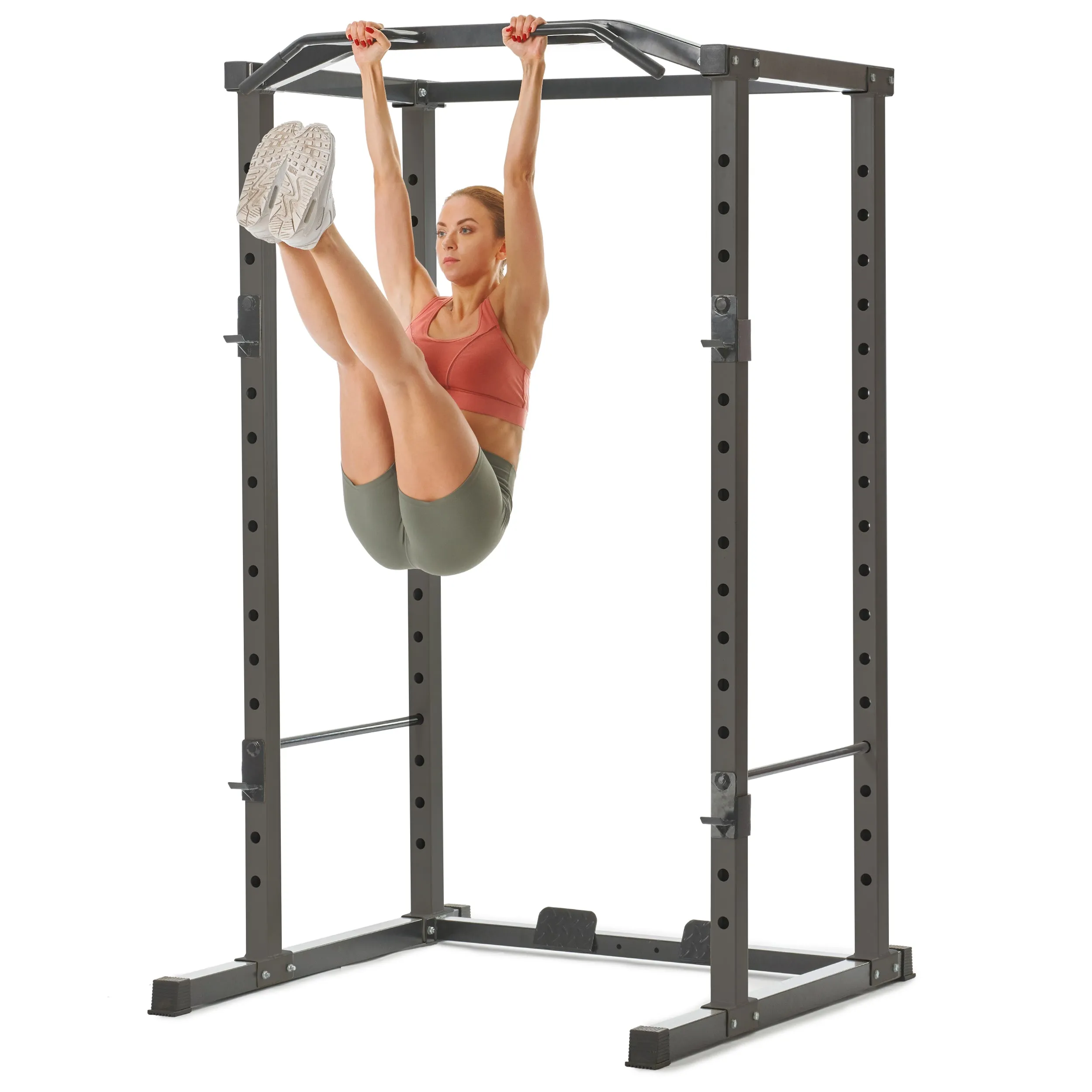 PRCTZ Adjustable Power Cage, 1000 lb. Capacity, Weight Lift Cage with Pull Up Bar, Dip Station, J-Hooks, and Squat Rack