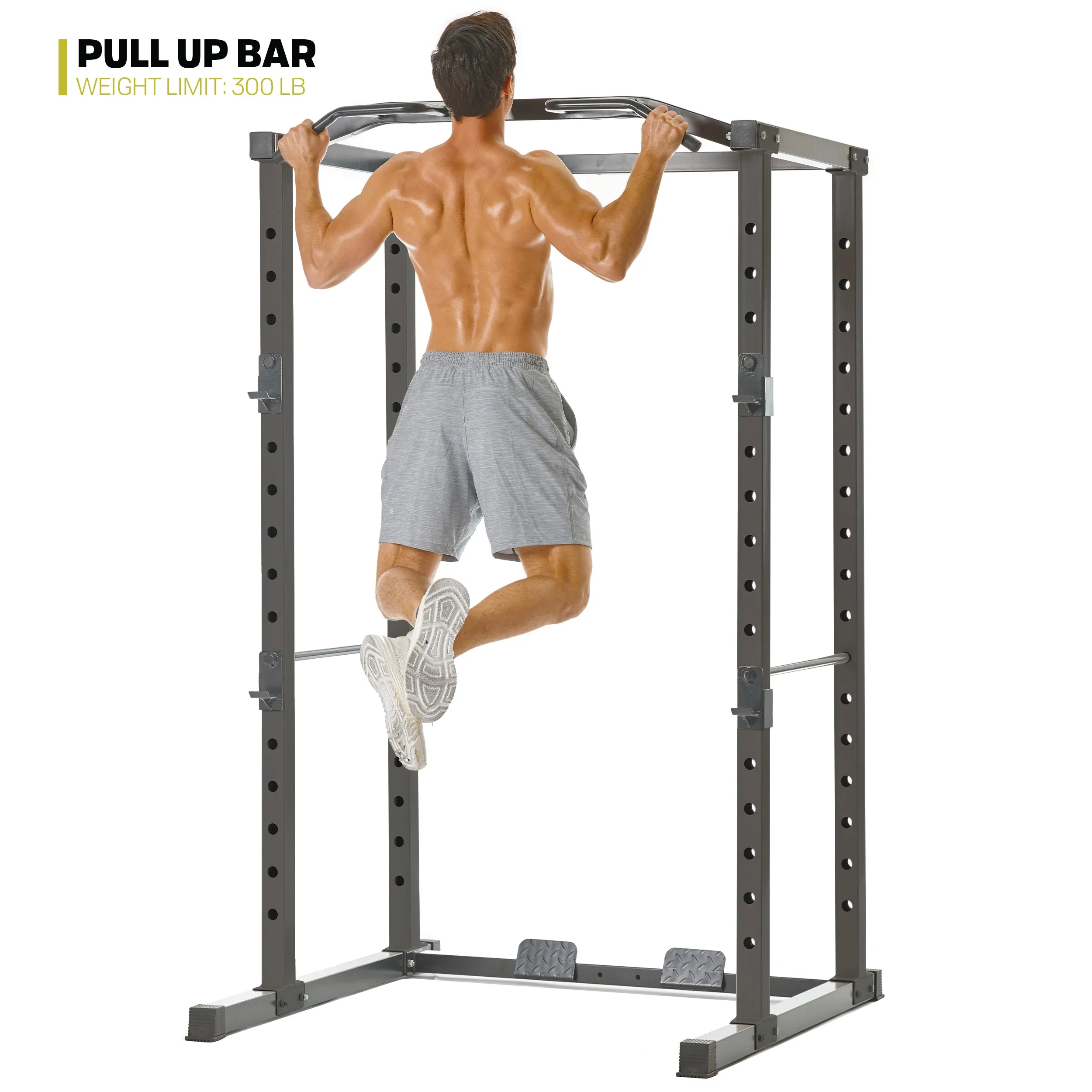 PRCTZ Adjustable Power Cage, 1000 lb. Capacity, Weight Lift Cage with Pull Up Bar, Dip Station, J-Hooks, and Squat Rack