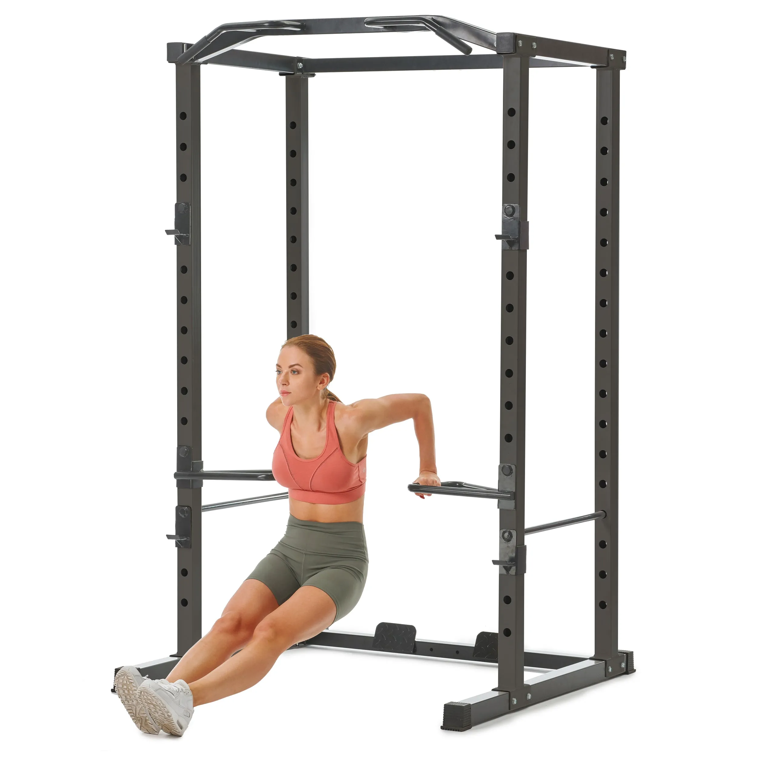 PRCTZ Adjustable Power Cage, 1000 lb. Capacity, Weight Lift Cage with Pull Up Bar, Dip Station, J-Hooks, and Squat Rack