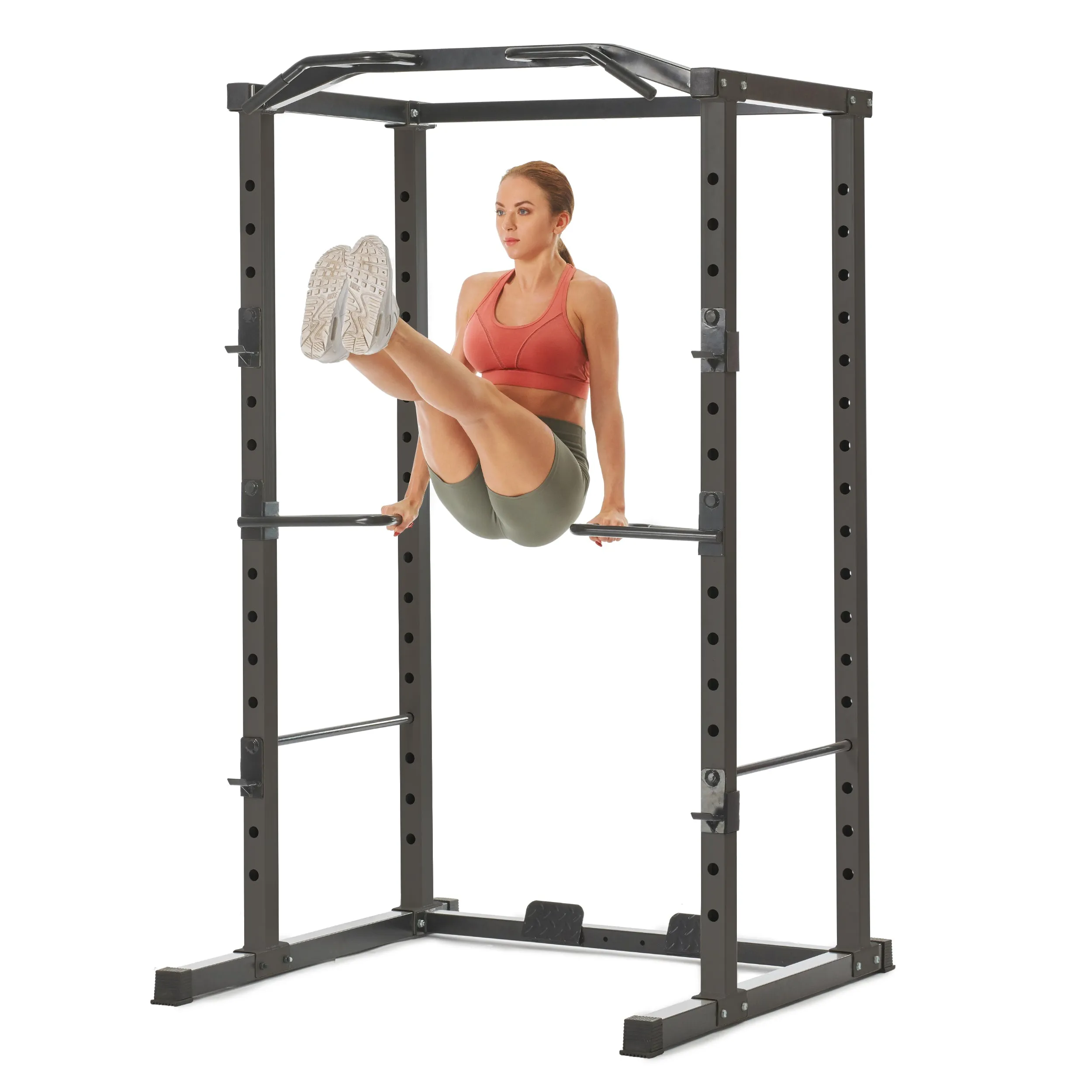 PRCTZ Adjustable Power Cage, 1000 lb. Capacity, Weight Lift Cage with Pull Up Bar, Dip Station, J-Hooks, and Squat Rack