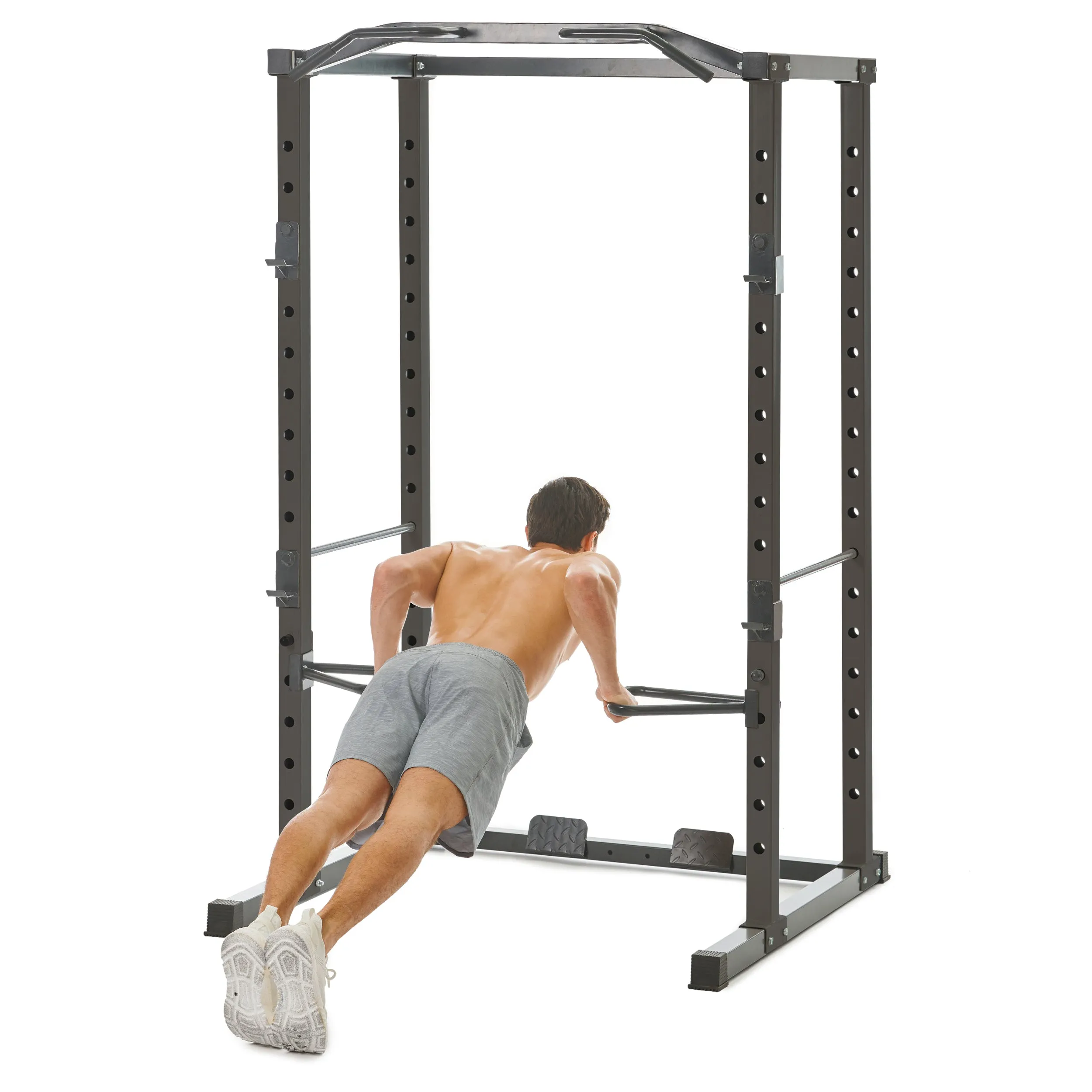 PRCTZ Adjustable Power Cage, 1000 lb. Capacity, Weight Lift Cage with Pull Up Bar, Dip Station, J-Hooks, and Squat Rack