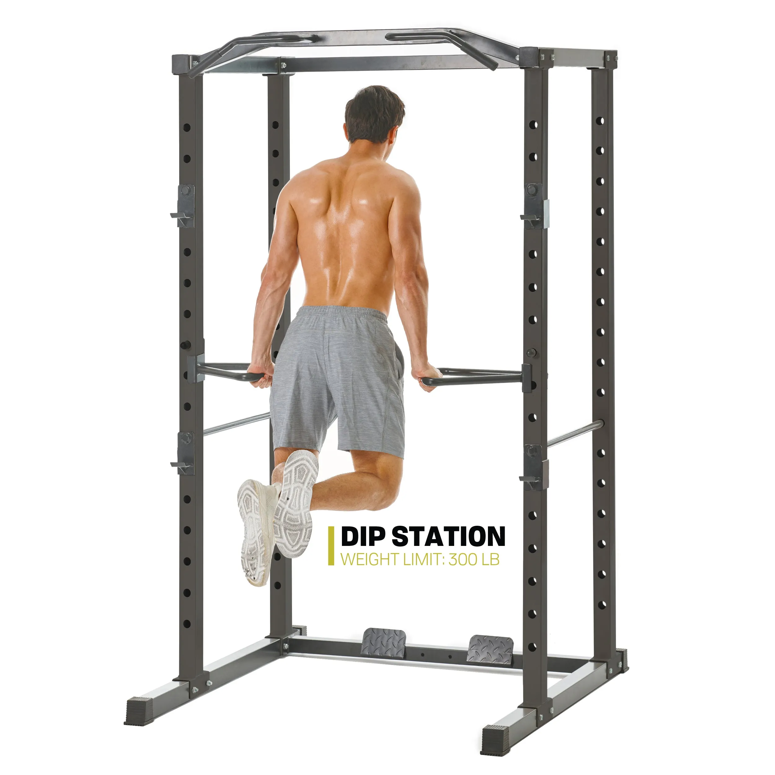 PRCTZ Adjustable Power Cage, 1000 lb. Capacity, Weight Lift Cage with Pull Up Bar, Dip Station, J-Hooks, and Squat Rack