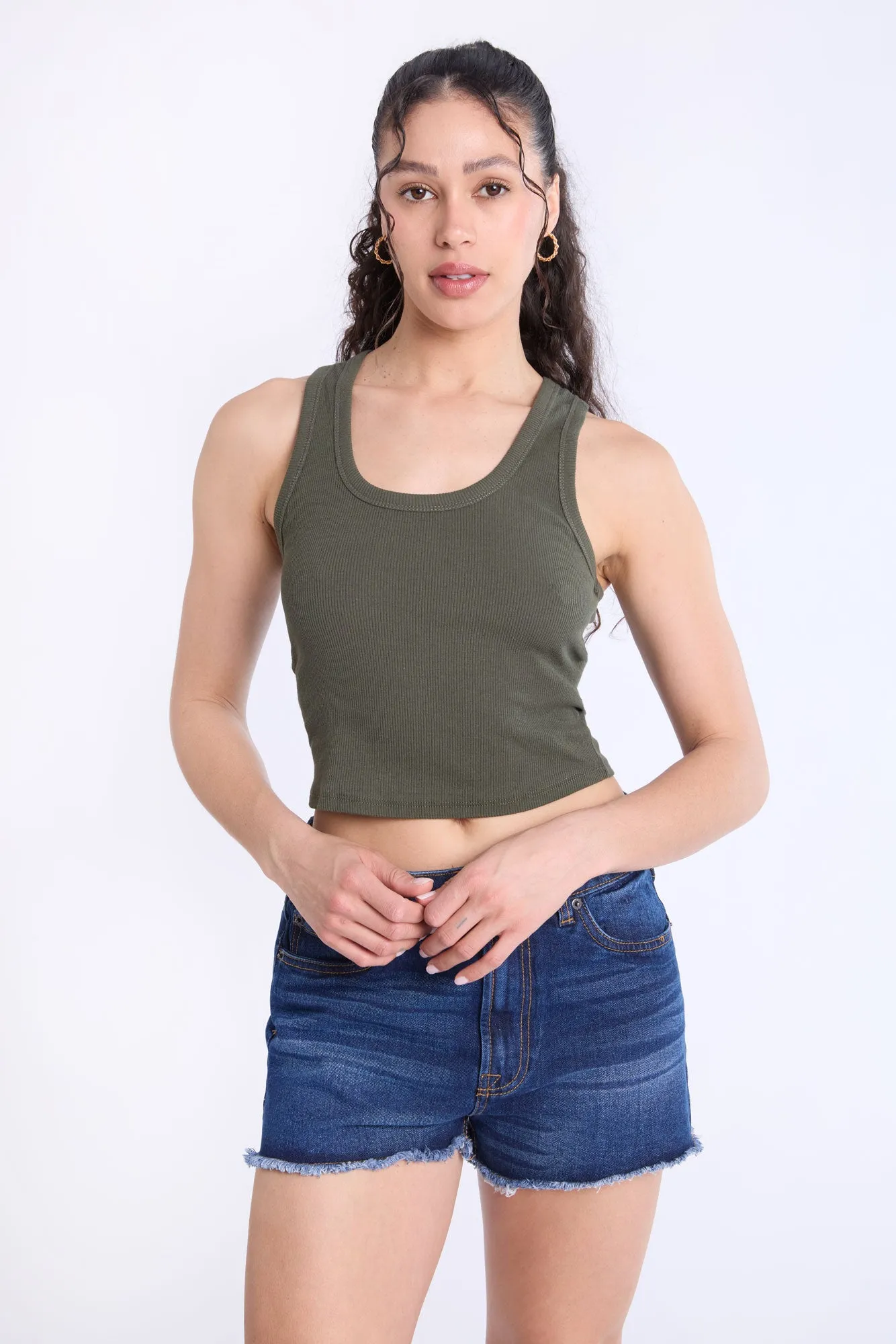 Ribbed Scoop Neck Tank Top