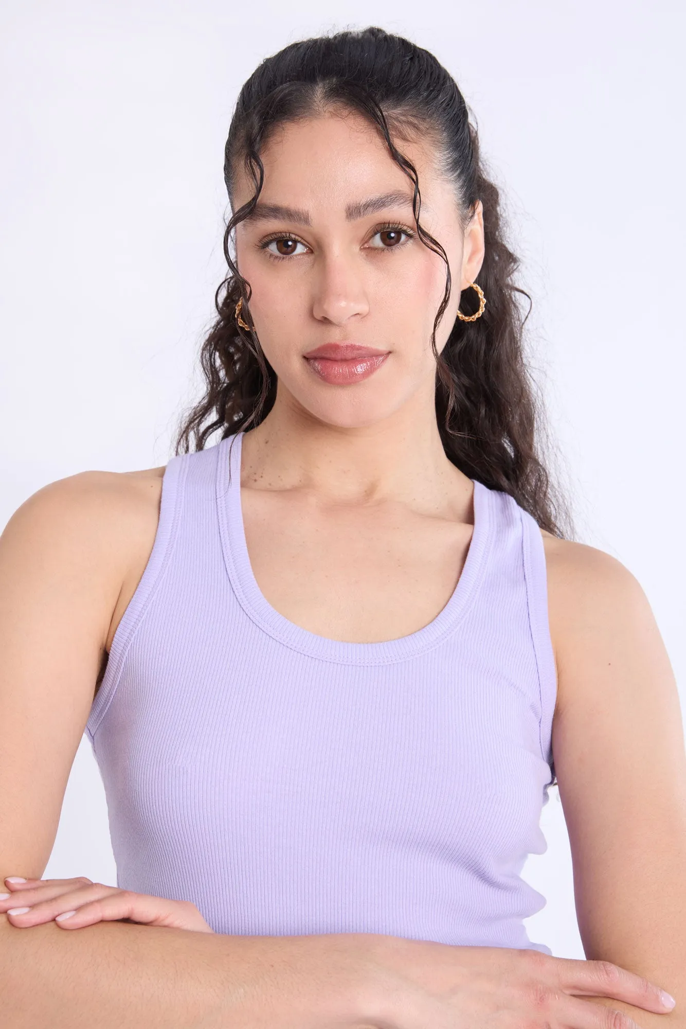Ribbed Scoop Neck Tank Top