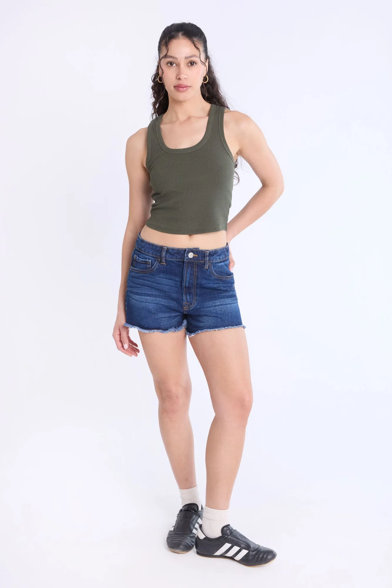 Ribbed Scoop Neck Tank Top